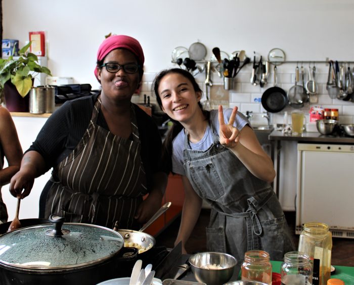 DK and LB posing whilst cooking